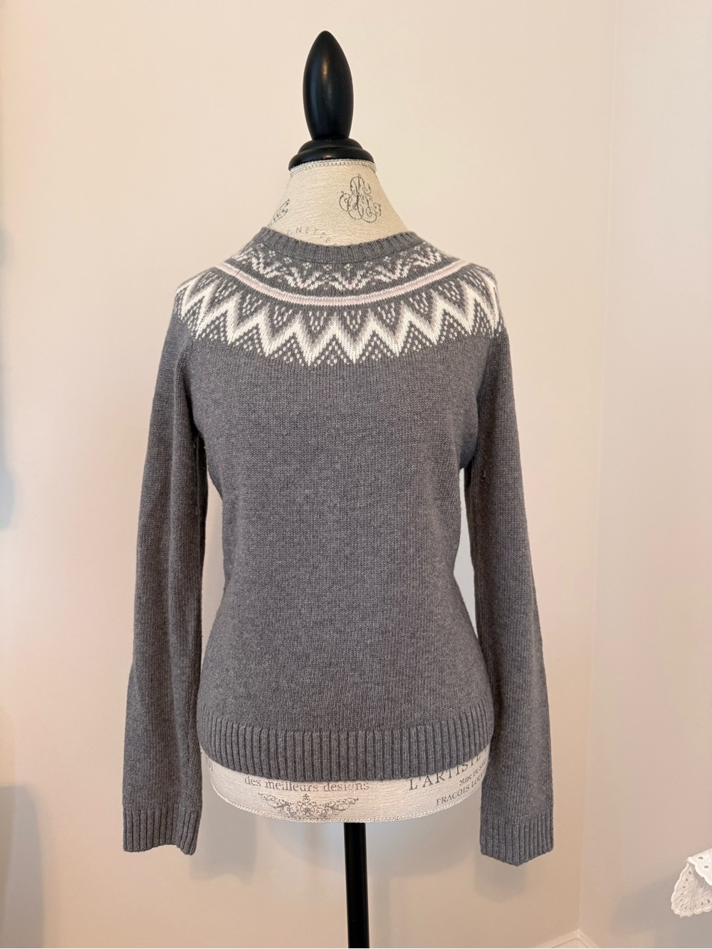 Brooks Brothers Gray Fair Isle Yoke Turtleneck Sweater